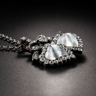 Victorian Moonstone and Diamond Heart Pendant