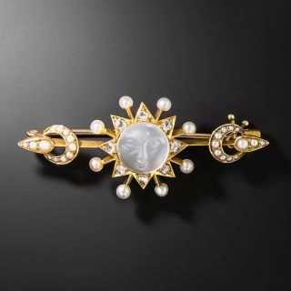 Victorian Moonstone and Pearl Celestial Brooch, Netherlands - 2