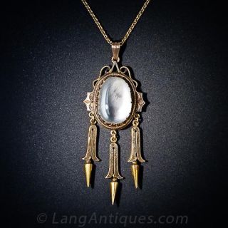 Victorian Moonstone Drop Pendant Necklace