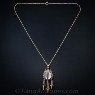 Victorian Moonstone Drop Pendant Necklace