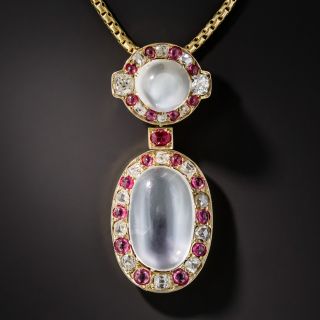 Victorian Moonstone, Ruby and Diamond Necklace - 4