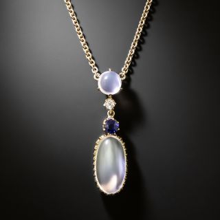 Victorian Moonstone, Sapphire and Diamond Drop Necklace - 2