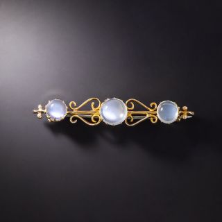 Victorian Moonstone Scroll Pin - 2
