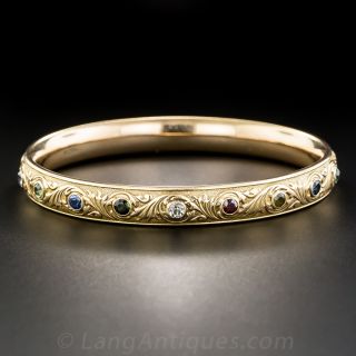 Victorian Multi-Gem Bangle Bracelet by William Huger & Co