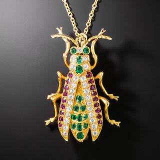 Victorian Multi-Gem Cicada Pin/Pendant - 2