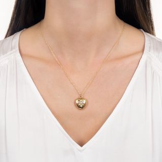 Victorian Natural Pearl and Diamond Heart Locket Pendant
