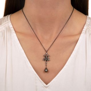 Victorian Natural Pearl and Diamond Necklace - GIA