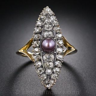 Victorian Natural Pearl and Diamond Ring