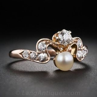 Victorian Natural Pearl and Diamond Ring