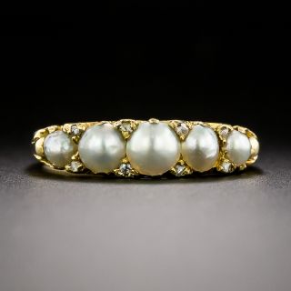 Victorian Natural Pearl and Diamond Ring - 2