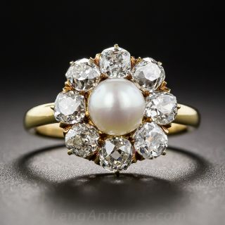 Victorian Natural Pearl and Diamond Ring
