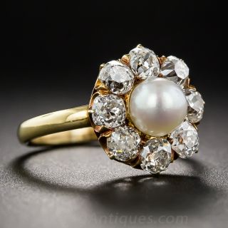 Victorian Natural Pearl and Diamond Ring