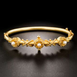Victorian Seed Pearl Bangle Bracelet