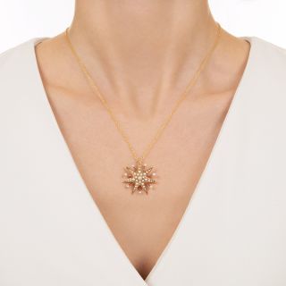 Victorian Natural Pearl Starburst Pendant