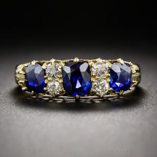 Victorian Natural Sapphire and Diamond Ring