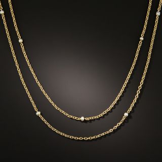 Victorian Natural Seed Pearl Station Chain - 2