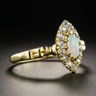 Victorian Navette Opal and Diamond Halo Ring