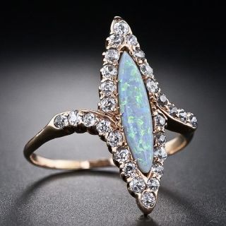 Victorian Navette Opal and Diamond Ring