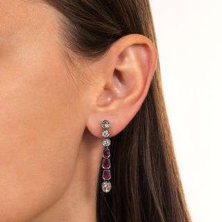 Victorian No-Heat Burmese Ruby and Diamond Dangle Earrings