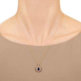 Victorian No-Heat Pailin Sapphire and Diamond Pendant