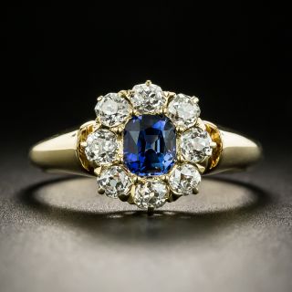 Victorian No-Heat Sapphire and Diamond Ring - 2