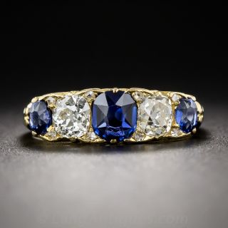 Victorian No-Heat Sapphire and Diamond Ring
