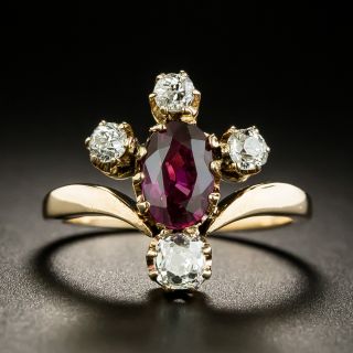 Victorian No-Heat Thai Ruby and Diamond Ring - 2