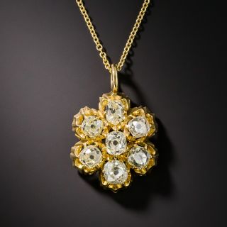 Victorian Old Mine-Cut Diamond Cluster Pendant - 2