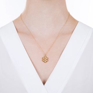 Victorian Old Mine-Cut Diamond Cluster Pendant