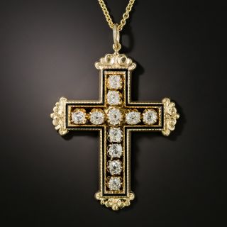 Victorian Old Mine-Cut Diamond Cross Pendant - 2