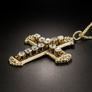 Victorian Old Mine-Cut Diamond Cross Pendant