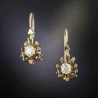 Victorian Old Mine-Cut Diamond Drop Earrings - 1