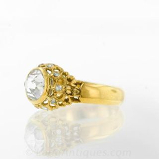 Victorian One Carat Center Rose Cut Diamond Ring
