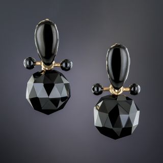 Victorian Onyx and Black Enamel Earrings
