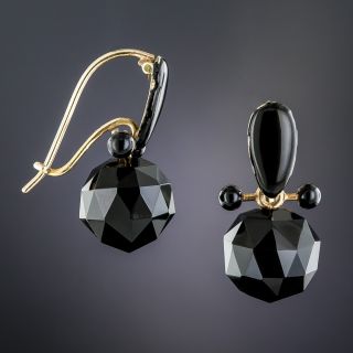 Victorian Onyx and Black Enamel Earrings
