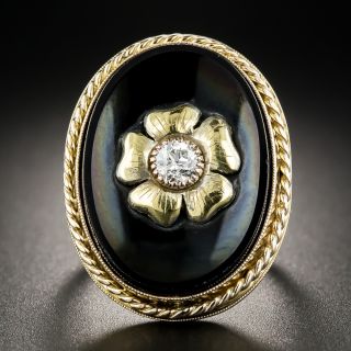 Victorian Onyx and Diamond Dinner Ring 