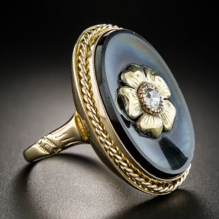 Victorian Onyx and Diamond Dinner Ring 