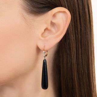  Victorian Onyx and Diamond Drop Earrings 