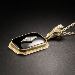 Victorian Onyx and Diamond Pendant 