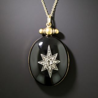 Victorian Onyx and Diamond Star Pendant - 2