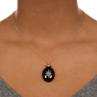 Victorian Onyx and Diamond Star Pendant