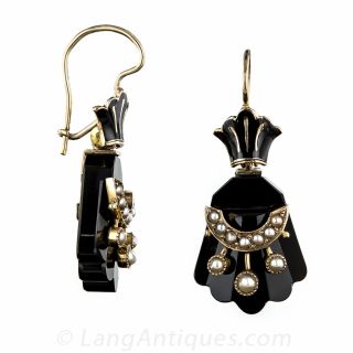 Victorian Onyx and Enamel Earrings