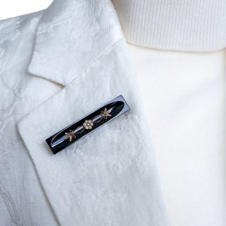 Victorian Onyx and Pearl Bar Brooch
