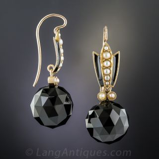Victorian Onyx and Pearl Earrings
