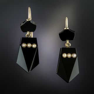 Victorian Onyx and Pearl Earrings