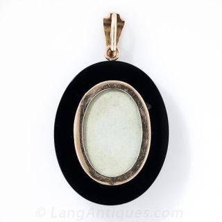 Victorian Onyx and Pearl Morning Pendant Locket