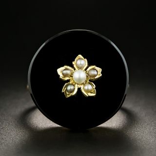 Victorian Onyx and Pearl Ring - 2