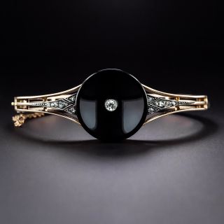 Victorian Onyx Circlet and Diamond Bracelet - 1