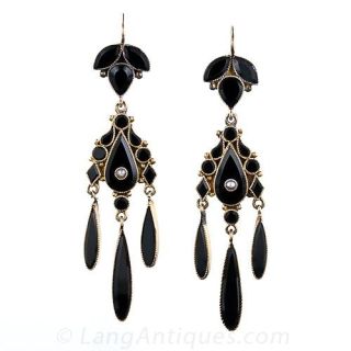 Victorian Onyx Dangle Earrings
