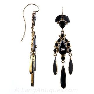 Victorian Onyx Dangle Earrings
